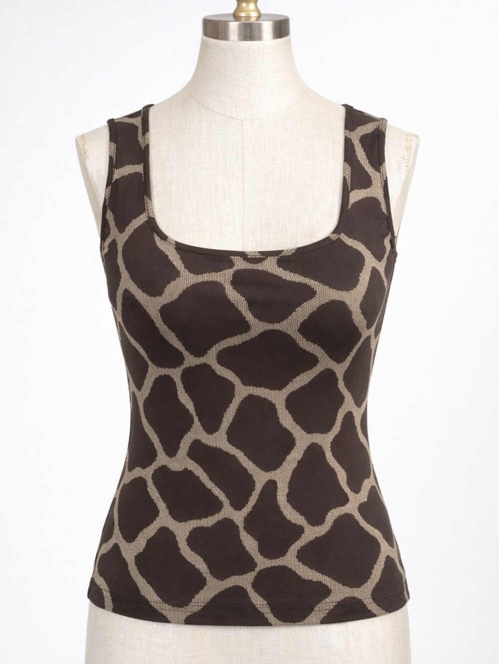 INC International Concepts Brown Tan Sleeveless Top Animal Print Giraffe SIZE PS